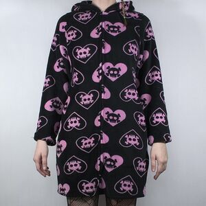 Skulls & Hearts Printed Zip-Up Housecoat